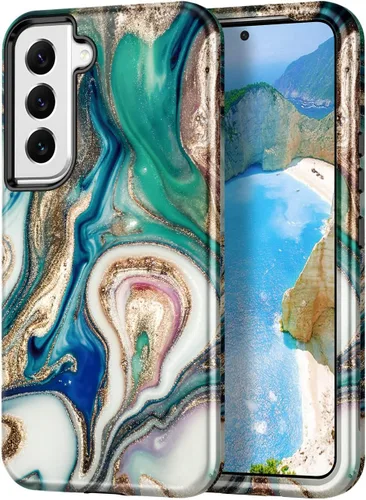 Vista 20 de Btscase Funda para Samsung Galaxy S22+/S22 Plus 5G, Patrón de Mármol 3 en 1 Resistente a Prueba de Golpes de Servicio Pesado Cuerpo Completo Rígida