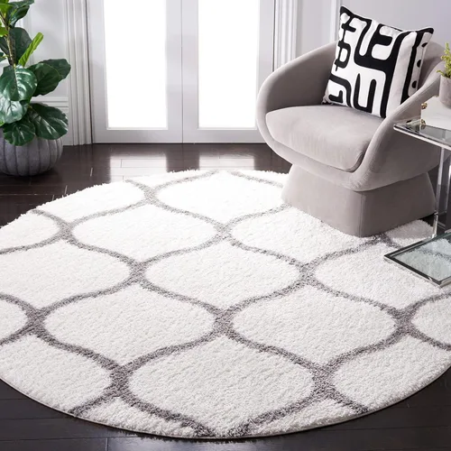 Vista 27 de SAFAVIEH Tahoe Shag Collection - Alfombra para pasillo, 2 x 9 pies, color beige y blanco, diseño de enrejado, no desprende pelusa y de fácil