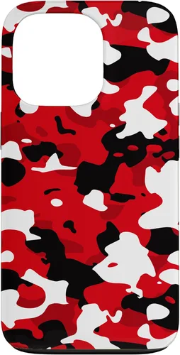 Vista 10 de iPhone 16 Negro + Blanco + Rojo Camuflaje Patrón Funda