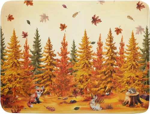 Vista 17 de Alfombrilla de secado de platos para encimera de cocina pequeña absorbente de café de otoño Alfombrilla de secado de microfibra de bosque de otoño