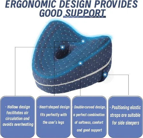 Vista 4 de Almohada de rodilla para dormir de lado, almohada ergonómica de piernas para dormir de lado, almohada de alivio del dolor de ciática para calmar
