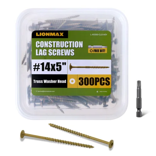 Vista 20 de LIONMAX Tornillos de retraso de 2-1/2 pulgadas, tornillo de madera estructural #14 x 2-1/2, 50 tornillos de construcción resistentes, resistentes a