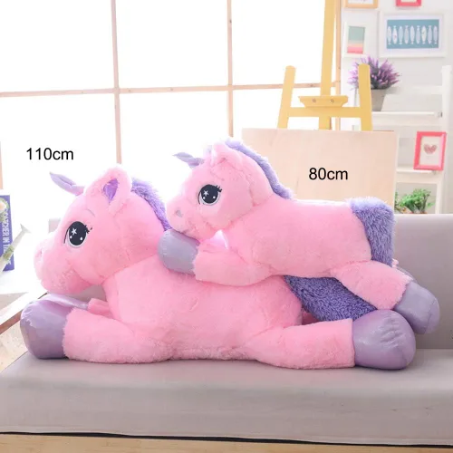Vista 6 de Almohada grande de peluche de unicornio – Juguete de peluche gigante de unicornio para cumpleaños, San Valentín, dormitorio (rosa, 31 pulgadas)