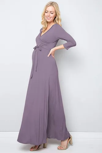 Vista 3 de My Bump Vestido largo cruzado de maternidad (fabricado en Estados Unidos)