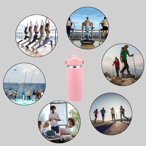 Vista 2 de Tapa de popote compatible con Hydro Flask de boca ancha de 12, 16, 18, 32, 40 onzas, tapas con popote para accesorios de botellas de agua, tapa