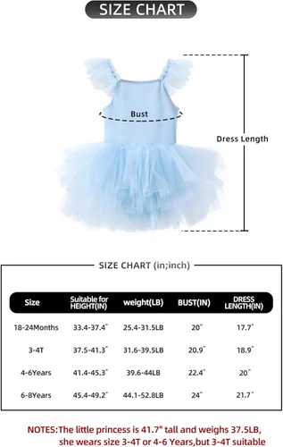 Vista 5 de Vestidos tutú de baile para niñas, con mangas con volantes, entrepierna a presión, leotardos de ballet