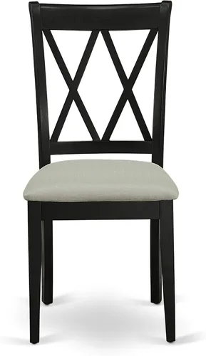 Vista 8 de East West Furniture DLCL5-BLK-C - Juego de mesa de comedor de 5 piezas, incluye una mesa de comedor redonda con gotas y 4 sillas tapizadas de tela