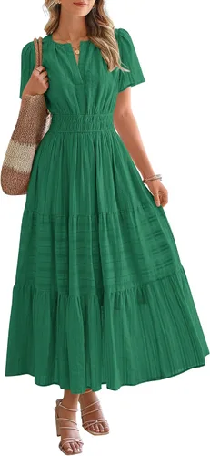 Vista 13 de BTFBM - Vestido largo casual de verano 2026 para mujer, vestido ligero de Gris azulado