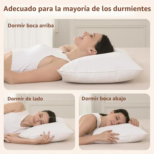 Vista 3 de Almohada de plumas de lujo tamaño estándar, almohada de cama esponjosa de calidad de hotel, almohada suave para dormir, funda de algodón orgánico