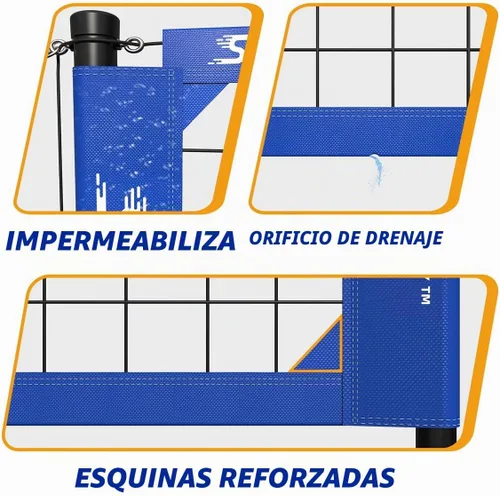 Vista 3 de SKEERY Juego de red de voleibol resistente al aire libre, diseño anti-hundimiento, postes de aluminio ajustables, red de voleibol portátil para Azul