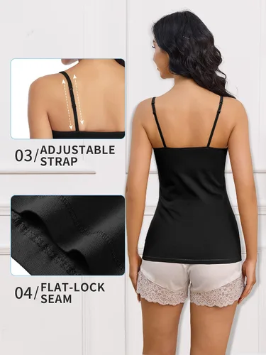 Vista 79 de Camisa Attraco de algodón, con tirantes estilo espagueti, con brasier incorporado, 2 paquetes, para mujer