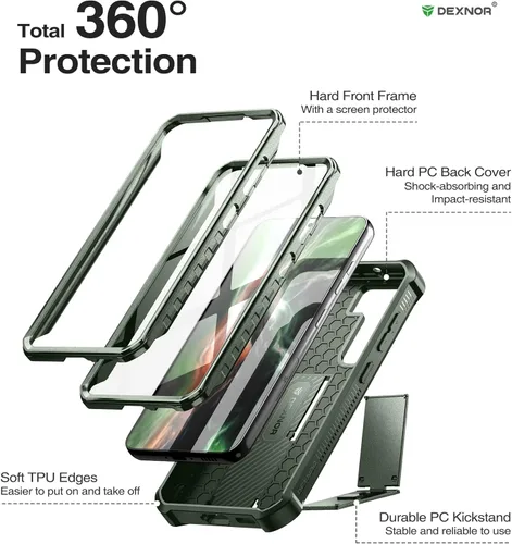 Vista 6 de Dexnor Funda de cuerpo completo para Samsung Galaxy S23 5G/6.1 pulgadas, marco frontal extra, protección de grado militar, protector de pantalla