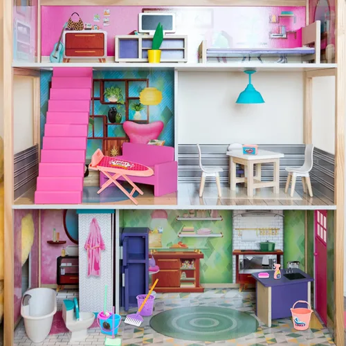Vista 5 de ONEST - 18 piezas de suministros de limpieza para muñecas en miniatura, accesorios de decoración de muebles de casa de muñecas para muñecas
