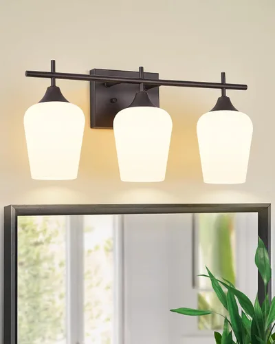 Vista 10 de WL9167-2C - Lámpara de baño de níquel cepillado de 15 pulgadas, lámpara moderna de pared de baño de granja con vidrio transparente