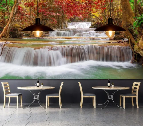 Vista 15 de FLFK Murales de pared autoadhesivos de cascada de bambú 3D de 78.7 x 59 pulgadas, papel tapiz para despegar y pegar, pintura para decoración