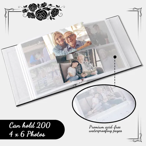 Vista 6 de ReliThick Cardinal - Álbum de fotos funerario de 4 x 6 pulgadas, 200 páginas en blanco, álbum de recuerdos de cuero, álbum de recortes para servicio