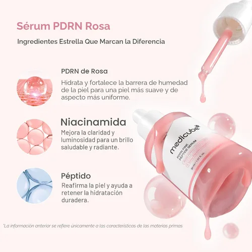 Vista 3 de medicube PDRN Pink Peptide Serum, Suero de brillo rosa, Péptido, Niacinamida, Hidratante y humectante y reafirmante, Tono de piel desigual, Cuidado