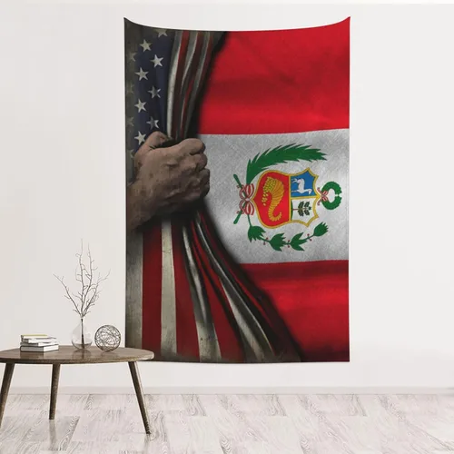 Vista 18 de Tapiz de mitad de bandera estadounidense y mitad de bandera de Nicaragua, 60 x 40 pulgadas, divertido tapiz estético, arte de pared para dormitorio