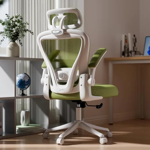 Vista 12 de SeekFancy Silla de oficina ergonómica M903, silla de escritorio para computadora con ruedas, silla de oficina de malla con respaldo alto con soporte