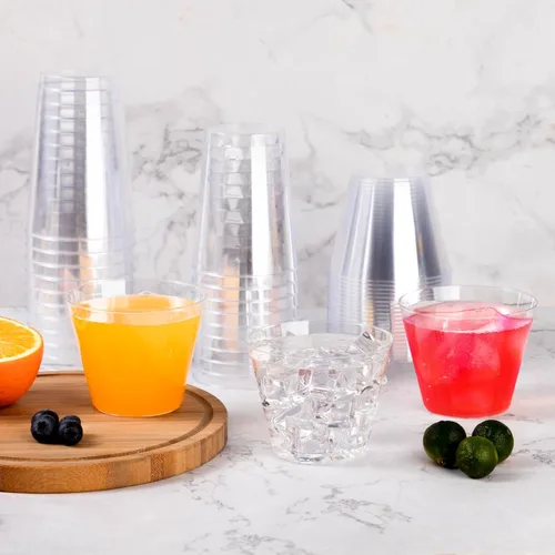 Vista 6 de Goodluck 50 vasos de plástico transparente de 12 onzas para fiestas, vasos desechables de plástico transparente, vasos de cóctel para bodas, Acción