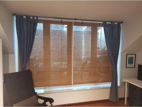 Vista 3 de Persianas enrollables de bambú de 17.7-59.1 in de ancho, 60% de filtrado de luz, persianas de bambú para interiores y exteriores, cortinas