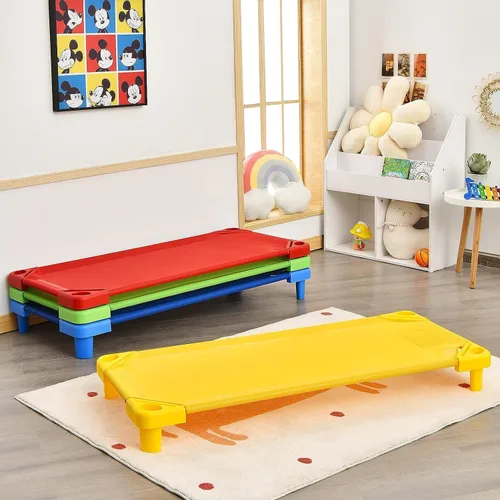 Vista 2 de Giantex Cunas de guardería apilables para dormir, 51 pulgadas de largo x 22.5 pulgadas de ancho, catres portátiles para niños y niños pequeños