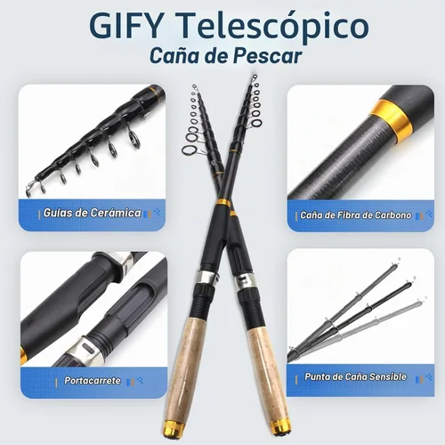 Vista 2 de Combo de caña de pescar telescópica y carrete de 2 piezas, kit de postes