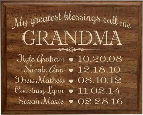 Vista 6 de LifeSong Milestones Regalos personalizados para abuela con placa de año establecido con nombres de niños y fechas para recordar mis mayores Cereza