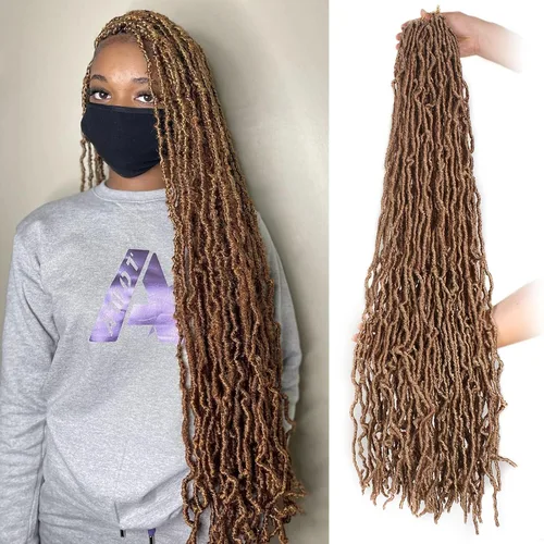 Vista 19 de Leeven Nuevas Trenzas de Ganchillo de Cabello con Locs Falsos Suaves de 24 Pulgadas de Largo Locs de Diosa Desgastados 6 Paquetes Negro Natural