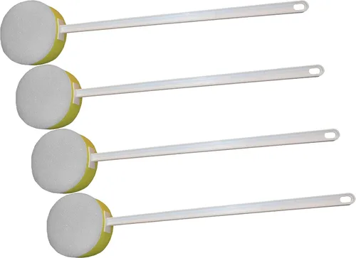 Vista 4 de Rehabilitation Advantage Esponja de baño de mango largo con limpiador de lufa – Mango extra largo de 18 pulgadas, esponja amarilla suave de 5 x 2