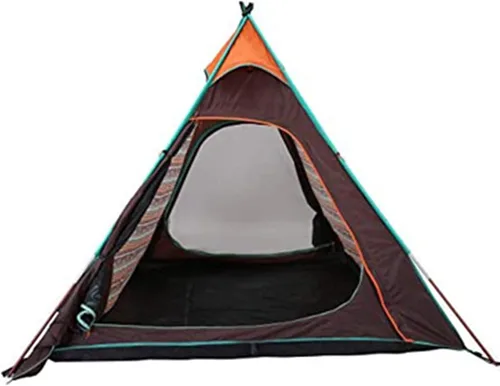 Vista 3 de Tienda de campaña tipi Capacidad para 4 personas Perfecto para acampar para familiares y amigos Diseño impermeable para 4 estaciones con Marrón