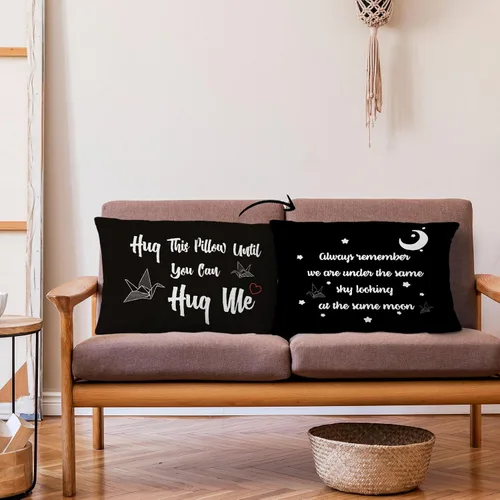 Vista 2 de Hug This Pillow Until You Can - Funda de almohada reversible de 12 x 20 pulgadas, decoración del hogar, regalos de relación a larga distancia