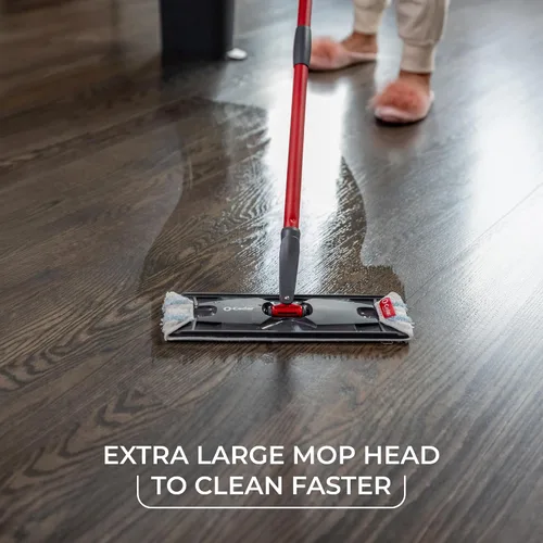 Vista 9 de O-Cedar H2prO Sistema de trapeador plano Herramienta de limpieza rápida Limpia con agua limpia Mopa de microfibra reutilizable y lavable a