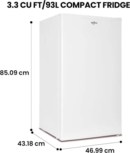 Vista 7 de Koolatron Refrigerador compacto con congelador, 3.2 pies cúbicos (91L), blanco, diseño de respaldo plano que ahorra espacio, puerta reversible