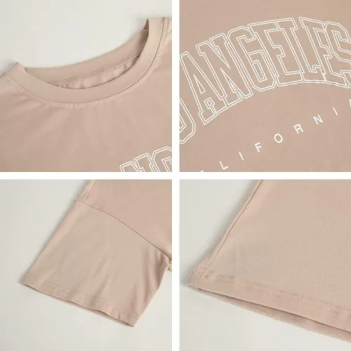 Vista 3 de Fazortev Camisetas de gran tamaño para mujer con gráficos de Los Ángeles California, de media manga, sueltas, casuales, túnica