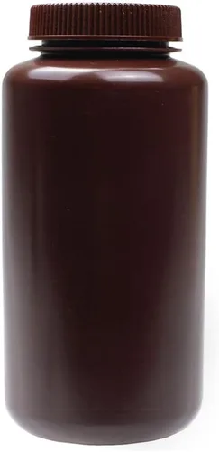 Vista 10 de United Scientific® - Recipientes de muestra con tapas - Botella de reactivo de boca ancha de HDPE ámbar - Contenedor químico - Botellas de plástico
