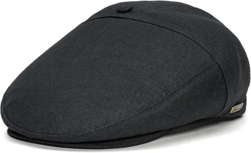 Vista 2 de Sterkowski Swede Cap Gorra plana 100% lino para hombres y mujeres Gorra de verano súper aireada de 5 paneles sin forro Negro