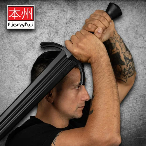 Vista 3 de Honshu Espada Ancha de Entrenamiento de Polipropileno Premium de Una Sola Mano Arma de Práctica Prácticamente Irrompible Mango Texturizado 40