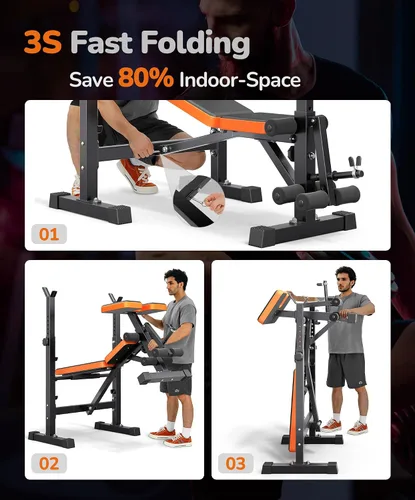 Vista 13 de Juego de banco de pesas multifunción todo en 1, multiposiciones, para levantamiento de pesas, banco de entrenamiento, banco plegable para gimnasio