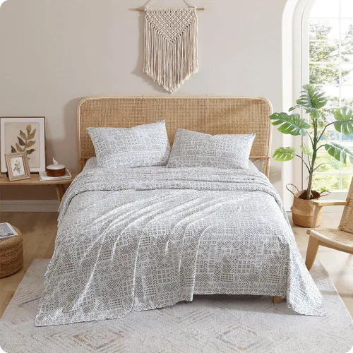 Vista 14 de Indigo Ink - Juego de sábanas para cama individual, ropa de cama de peso medio con funda de almohada a juego, juego de cama floral boho, suave