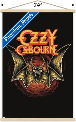Vista 3 de Trends International Ozzy Osbourne - Póster de pared con logotipo de murciélago, 22.37 x 34.00 pulgadas, paquete de impresión premium y colgador