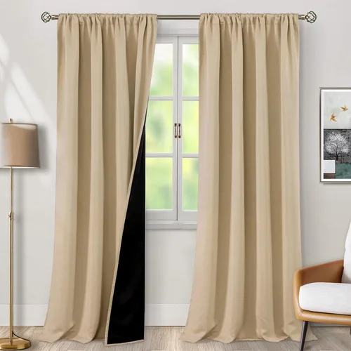 Vista 18 de BGment - Cortinas opacas para sala de estar de 63 pulgadas de largo, juego de 2 paneles, cortinas para oscurecer toda la habitación, cortinas