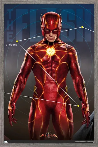 Vista 10 de Trends International DC Comics Movie The Flash - Póster de pared tríptico The Flash, 34 pulgadas de largo x 22.4 W, versión enmarcada en caoba