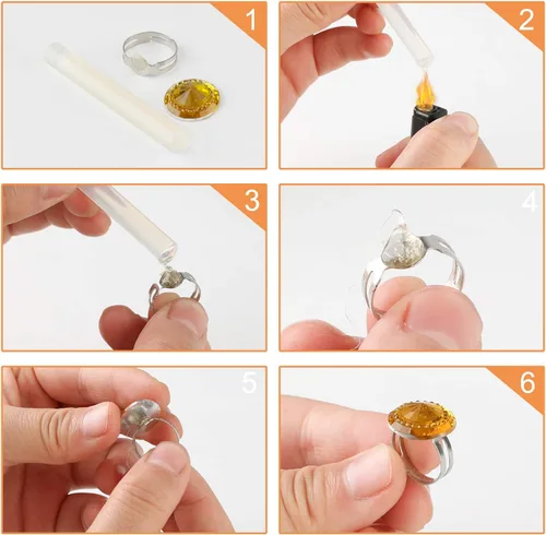Vista 8 de Hifot 24 anillos ajustables de cristal para niñas, anillos de dedo de joyería de princesa con caja en forma de corazón, anillos de simulación