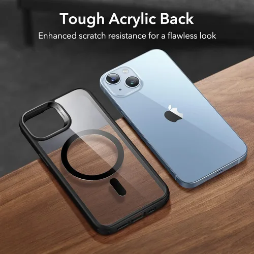 Vista 7 de ESR Classic Hybrid Funda magnética para iPhone 14/13, compatible con MagSafe, protección contra golpes de grado militar, resistente al amarilleo