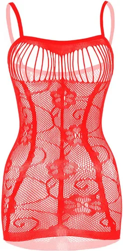 Vista 5 de Camisón sexy para mujer, ropa interior de malla, ropa interior de malla, vestido sexy, ropa interior, camisón (rojo, talla única)