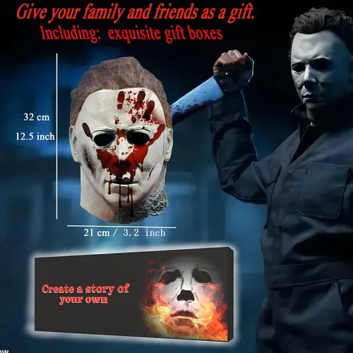 Vista 2 de Máscara de Michael Myers máscaras de Micheal Myers para adultos espeluznante micheal myers Halloween máscara original de Michael Myers máscara