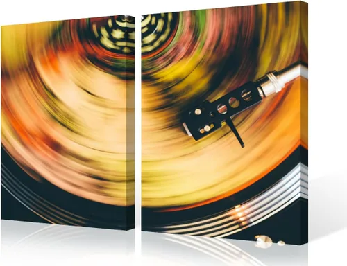 Vista 84 de Lienzo decorativo para pared, diseño de DJ Music Mixes the Track HD impreso en pinturas, 2 piezas, imágenes abstractas para sala de estar, obra