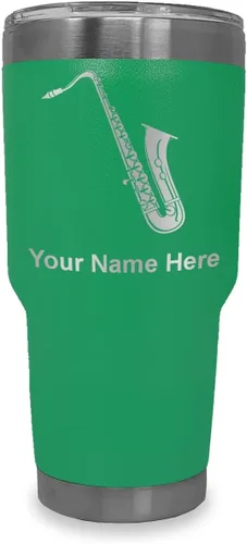 Vista 29 de LaserGram Vaso aislado al vacío de 20 onzas, saxofón, grabado personalizado incluido (negro)