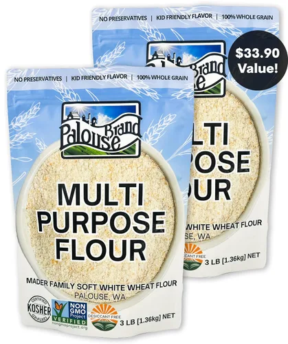 Vista 9 de Harina multiusos certificada sin residuos de glifosato 3 libras Grano entero Molido de piedra Sin OMG 100% no irradiado Kosher